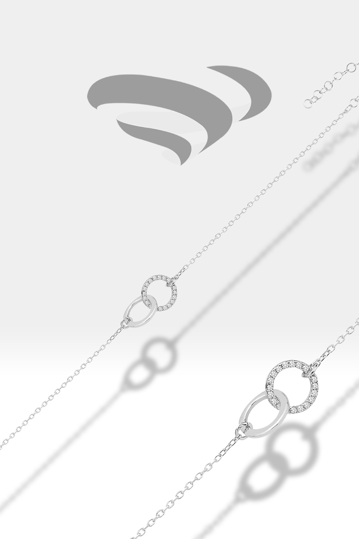 Interlocking Double Circle | Zirconia 925 Sterling Silver Bracelet