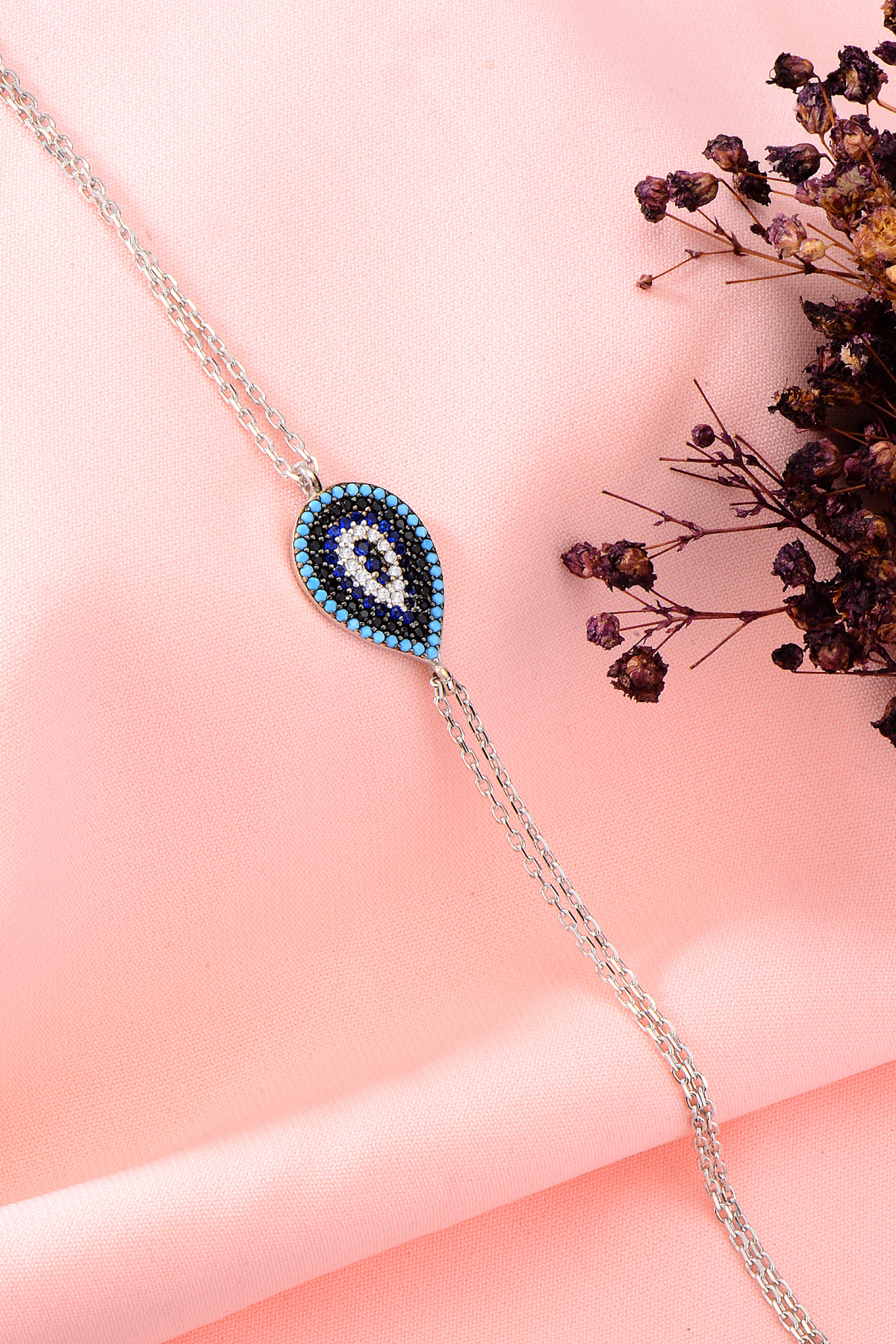 Teardrop Evil Eye | 925 Sterling Silver Bracelet