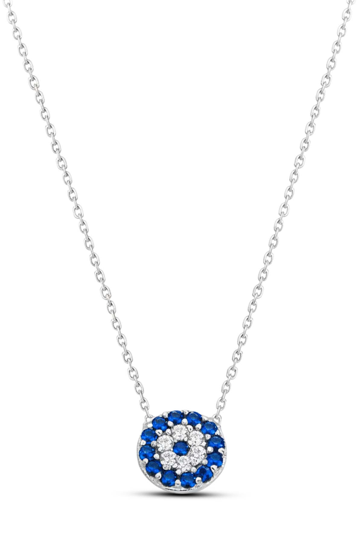 Evil Eye Necklace | Blue and White Zirconia 925 Sterling Silver Necklace