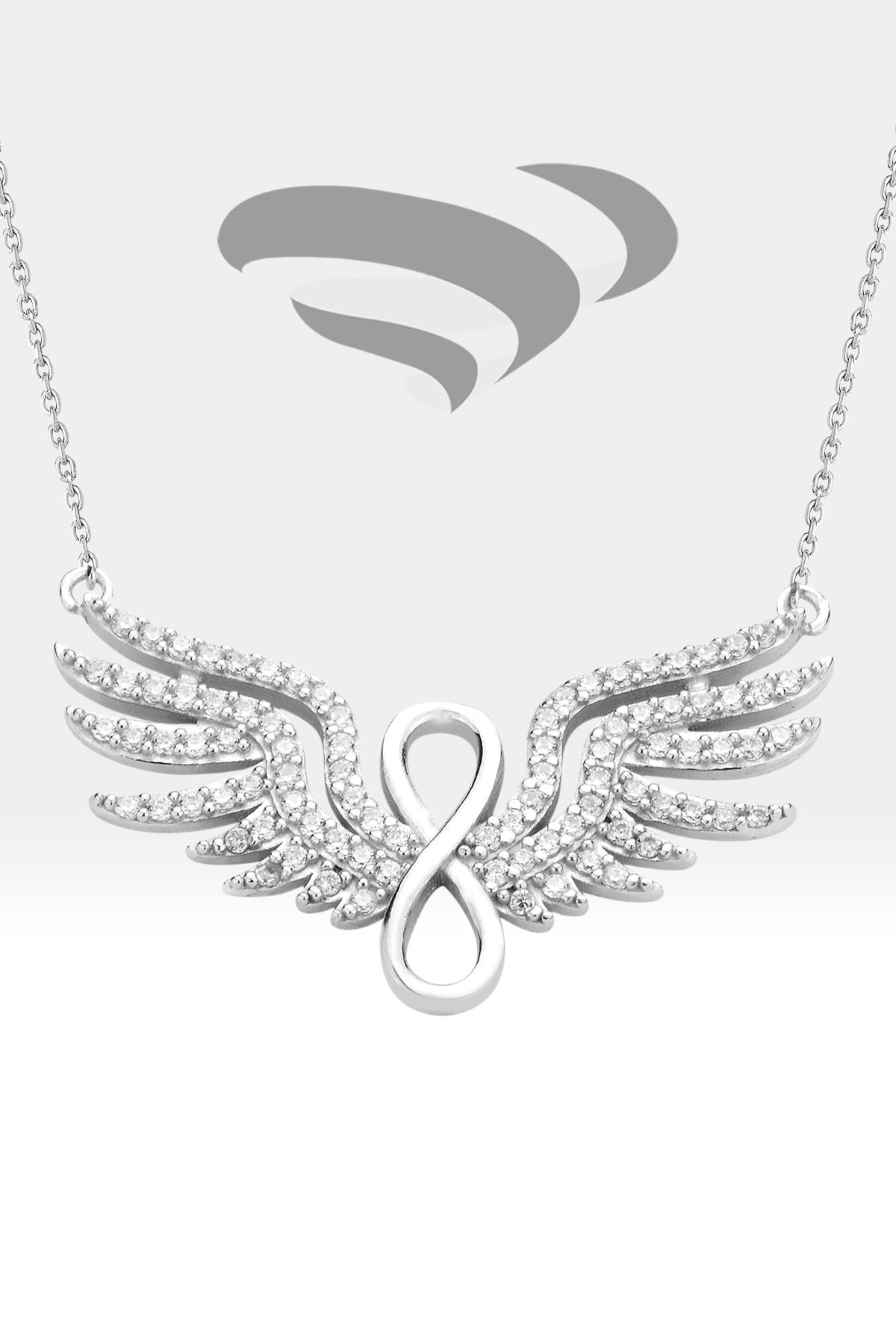 Infinity Angel Wing Necklace | Zirconia Inlaid 925 Sterling Silver Necklace