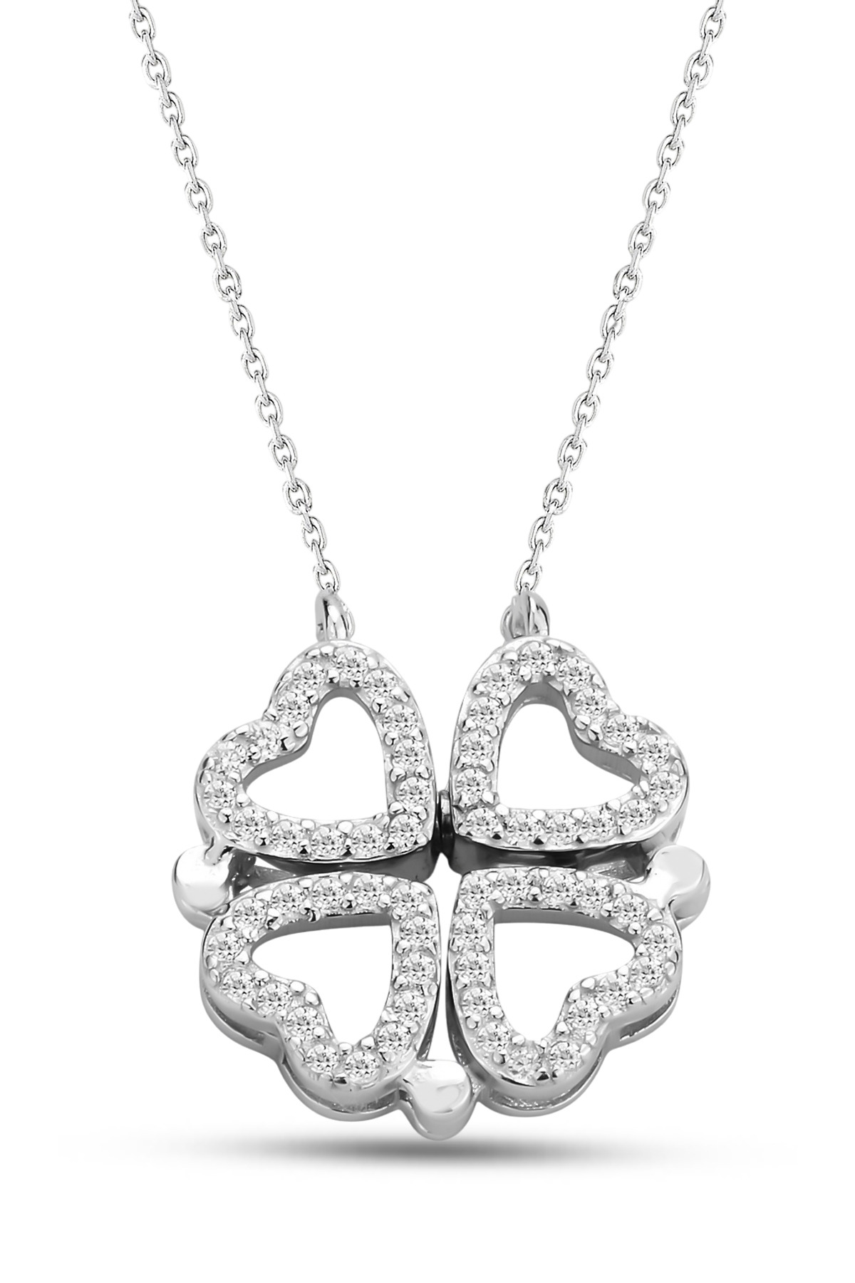 Four Leaf Clover Heart Necklace | 925 Sterling Silver Necklace