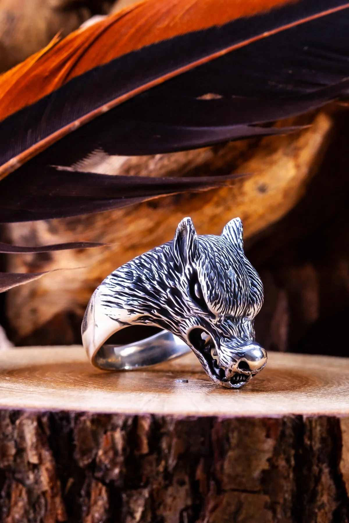 Wild Predator Sculpture & High-Relief Fur | 925 Sterling Silver Men's Ring