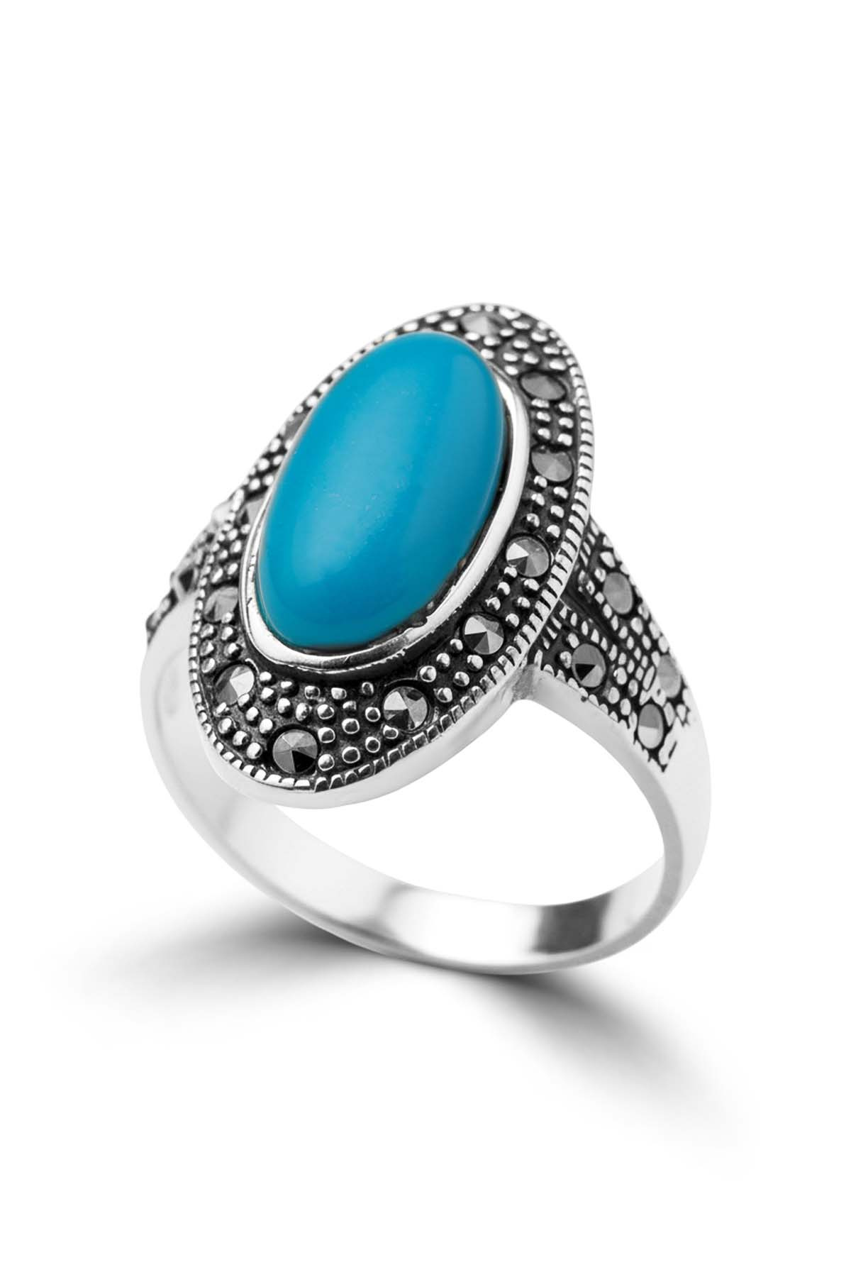 Antique Oval | Vintage Style Marcasite Detailed Traditional 925 Sterling Silver Ring