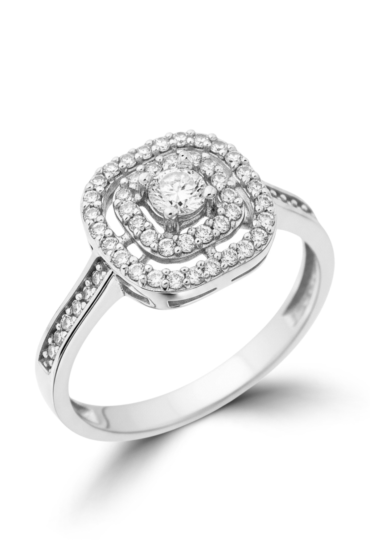 Princess Elegance | Princess-Cut Central Row and Sparkling Pave-Set Side Stones 925 Sterling Silver Ring