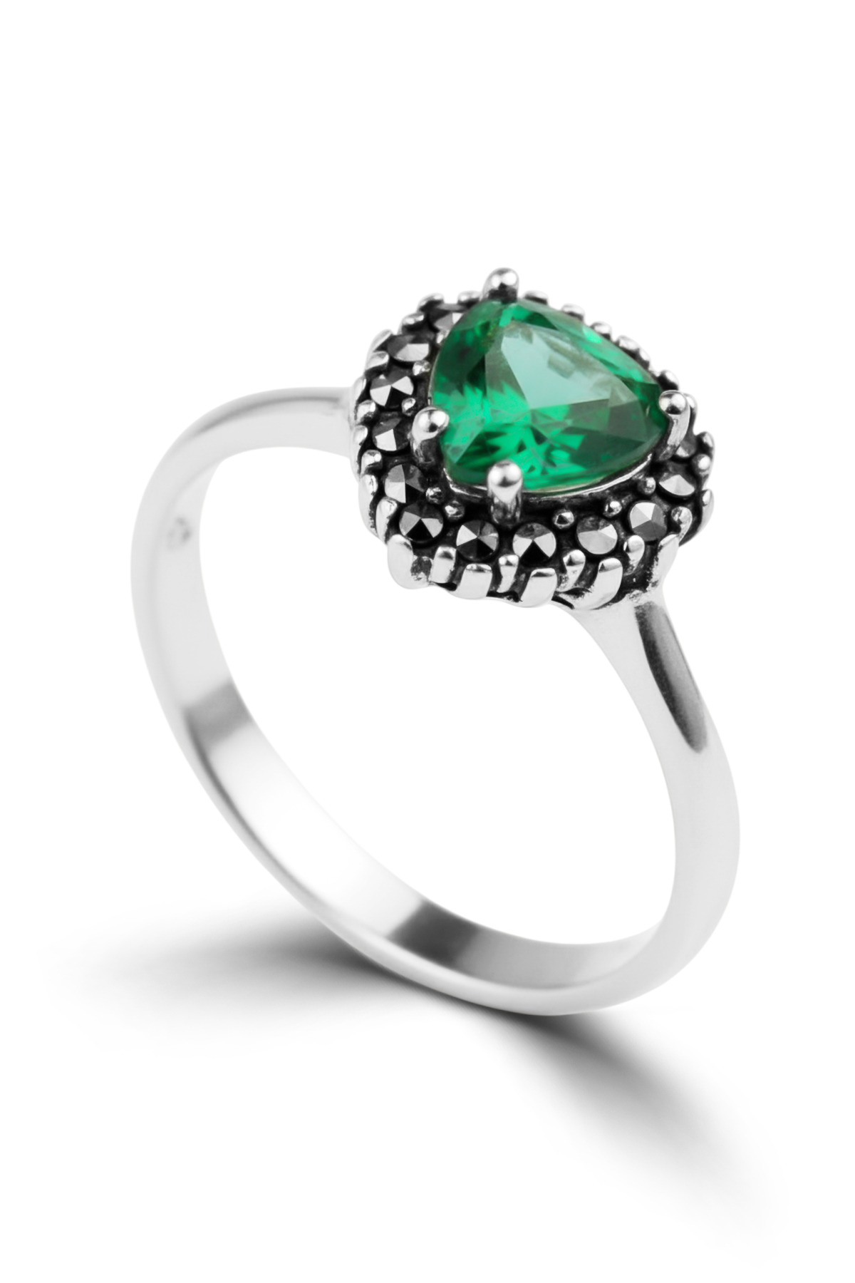 Trillion Heritage | Vintage Halo Style Trillion-Cut Solitaire 925 Sterling Silver Ring