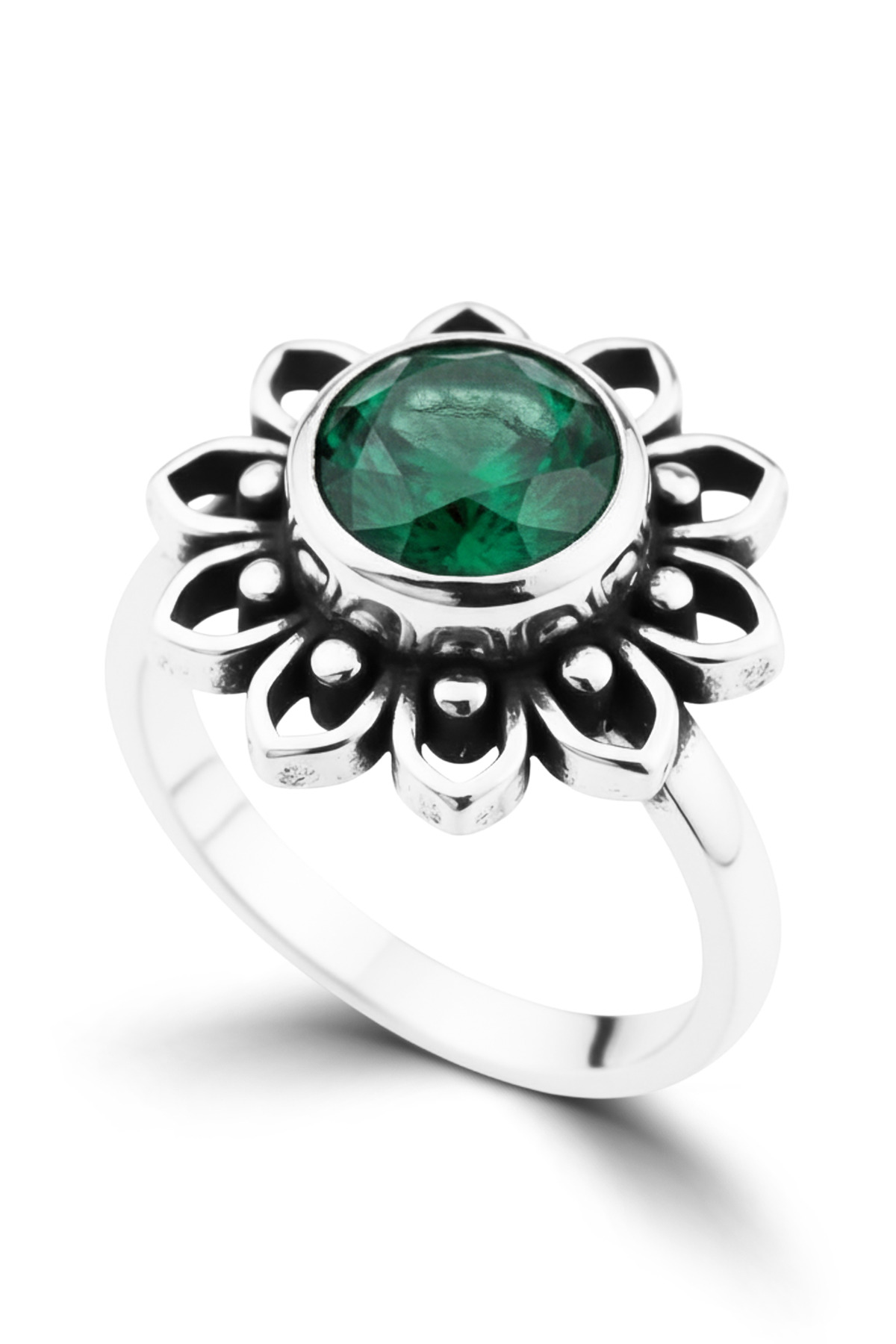 Lotus Bloom | Vintage Inspired Round-Cut Floral Design 925 Sterling Silver Ring