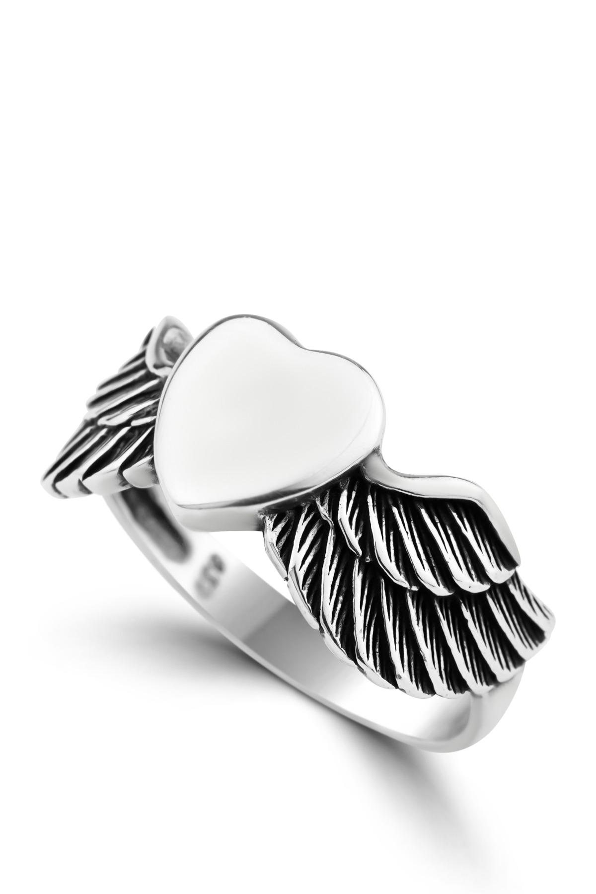 Angel Heart | Heart and Wing Motif Antique Style 925 Sterling Silver Ring