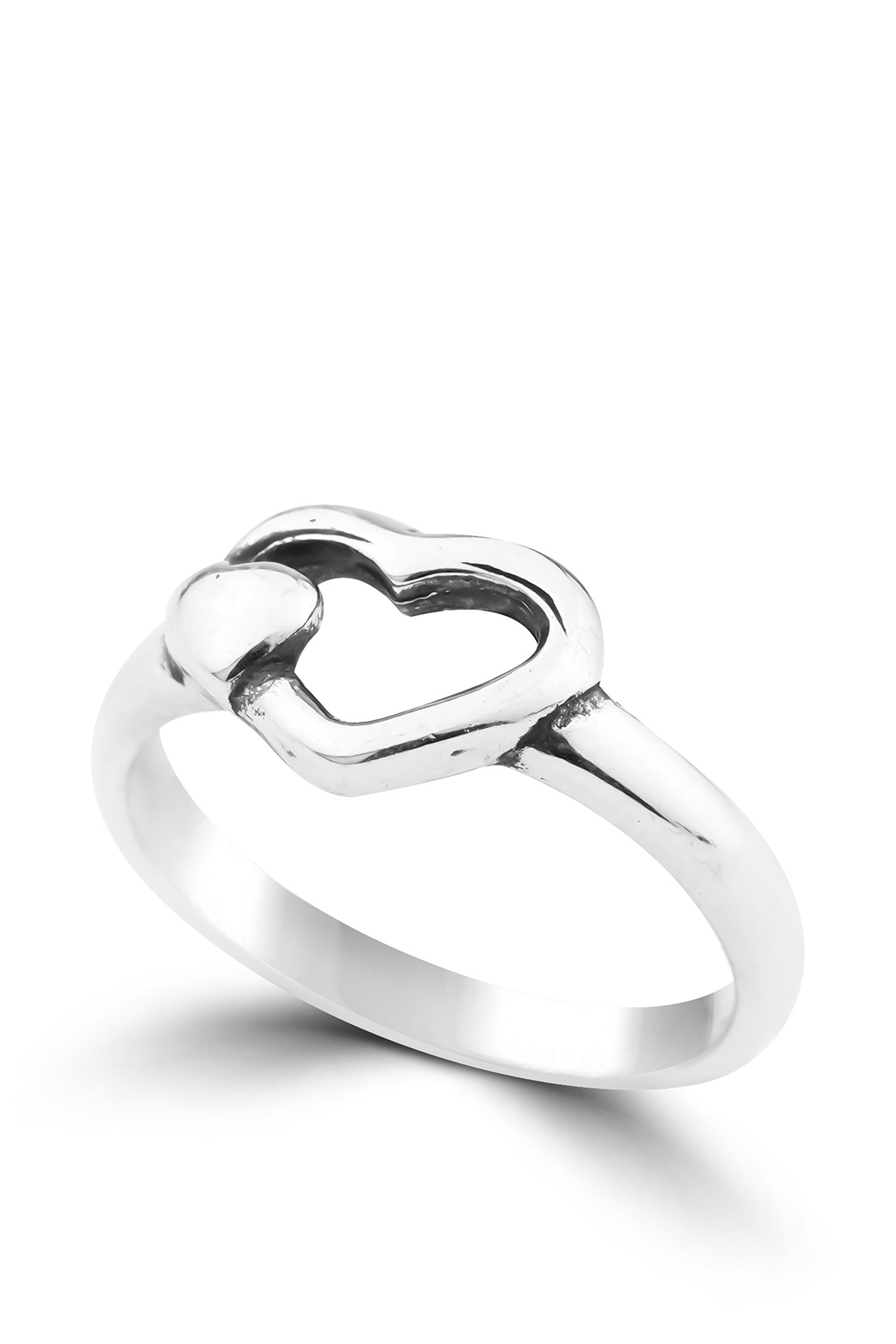 Dual Heart | Double Heart Motif Minimalist 925 Sterling Silver Ring